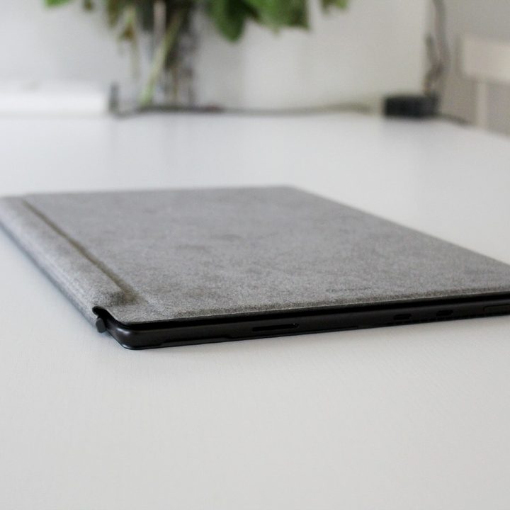 The Surface Pro 8 with the Type Cover closed on top.