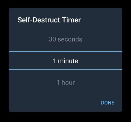 Telegram self destruct timer.
