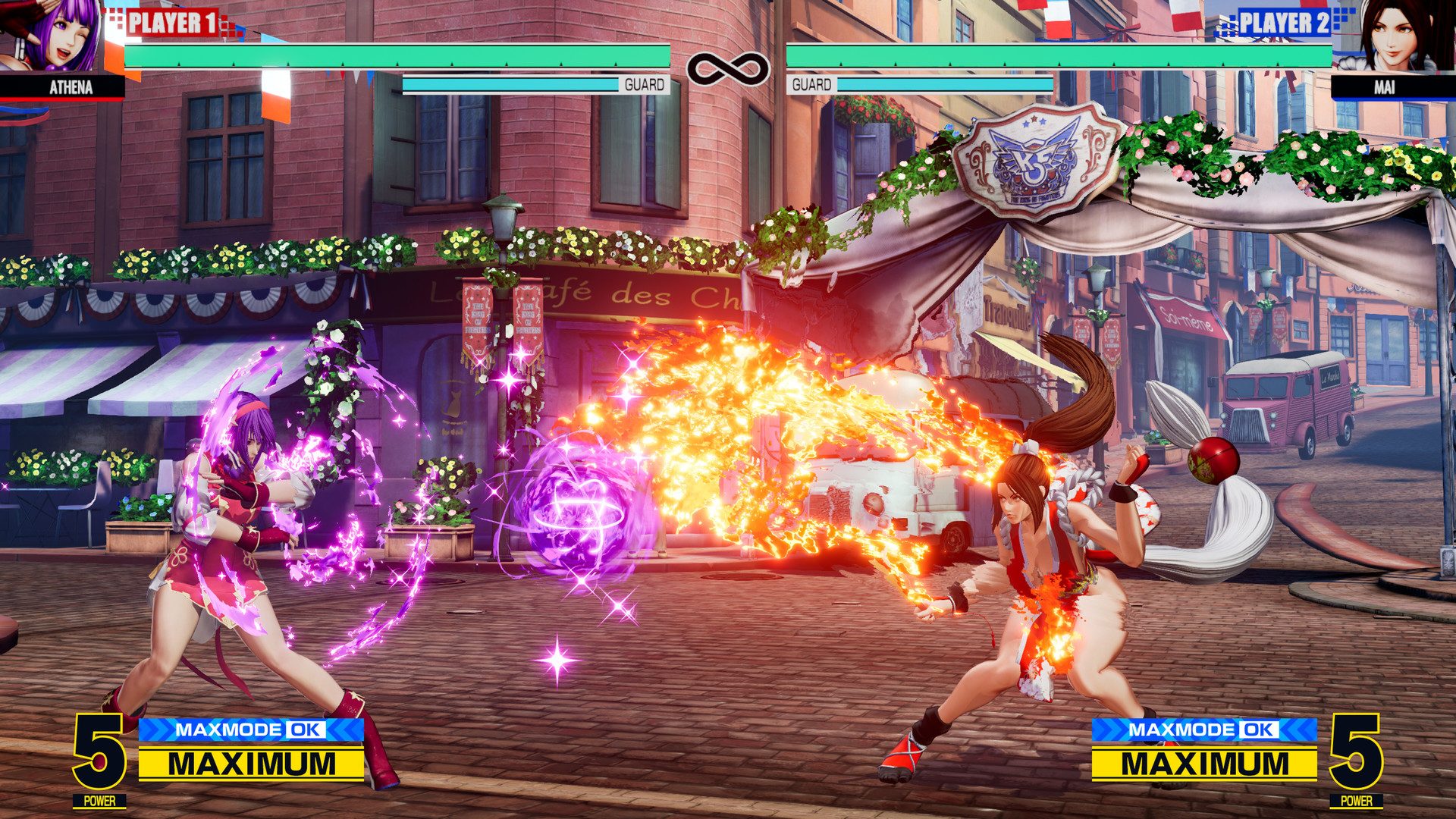The The King of Fighters XV fighting screen.