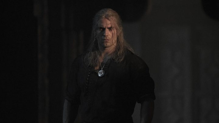Geralt looking confused in in The Witcher.