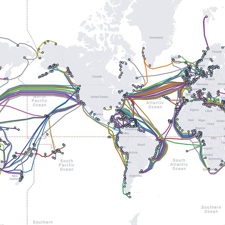 Undersea internet cable map.