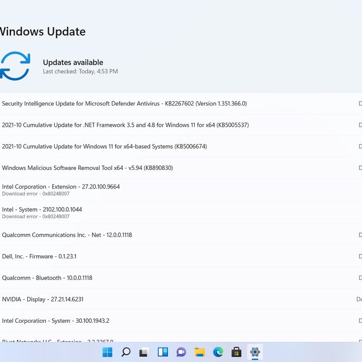 Windows 11 update page.