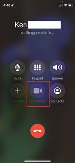 FaceTime interfaces via iPhone dialer.