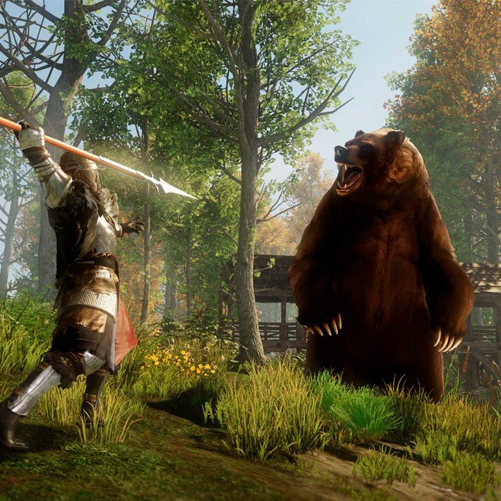 Player hunting a bear.