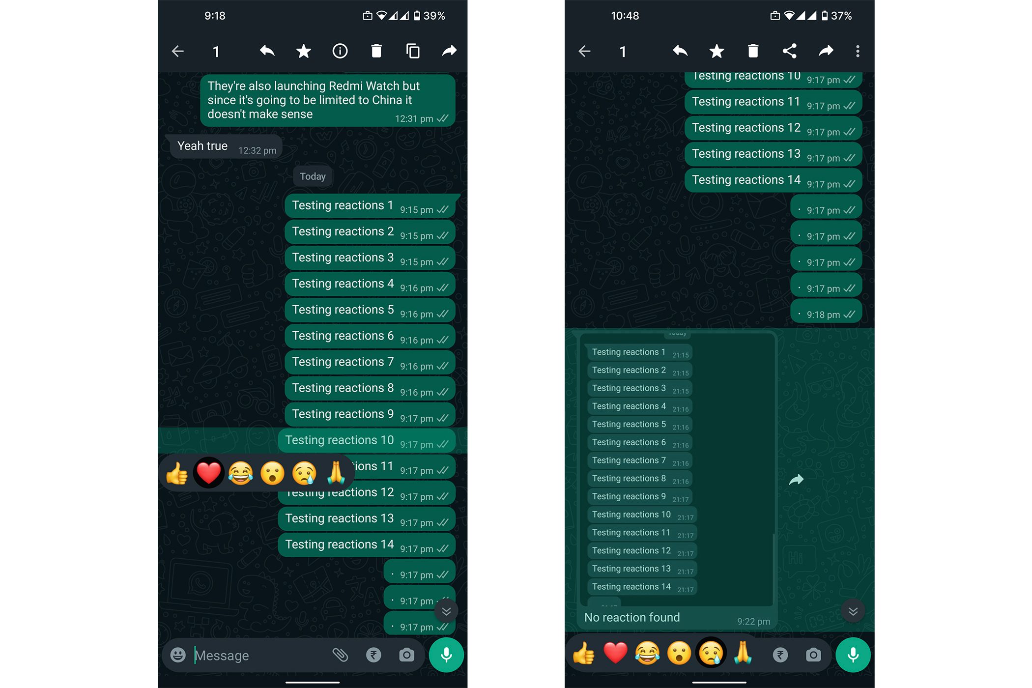 whatsapp emoji reactions