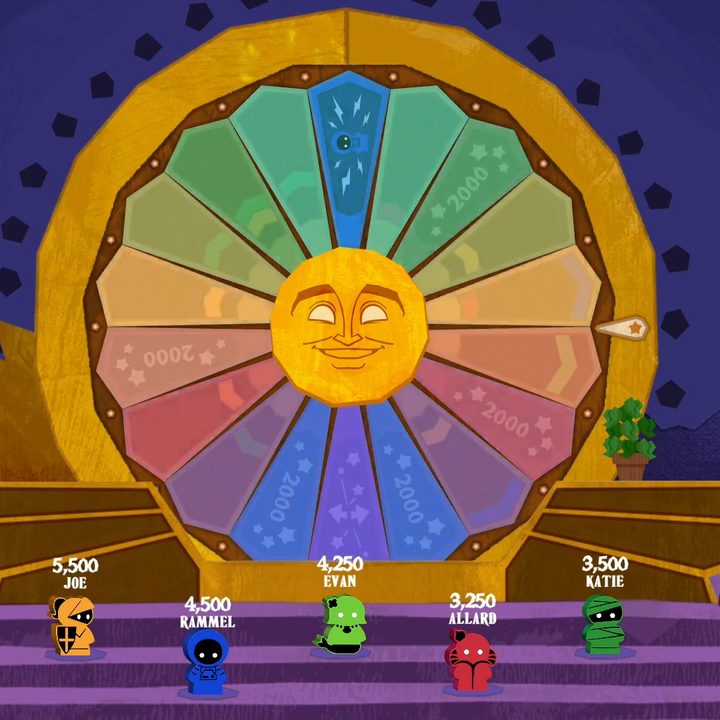 Players spin the Wheel of Enormous Proportions.