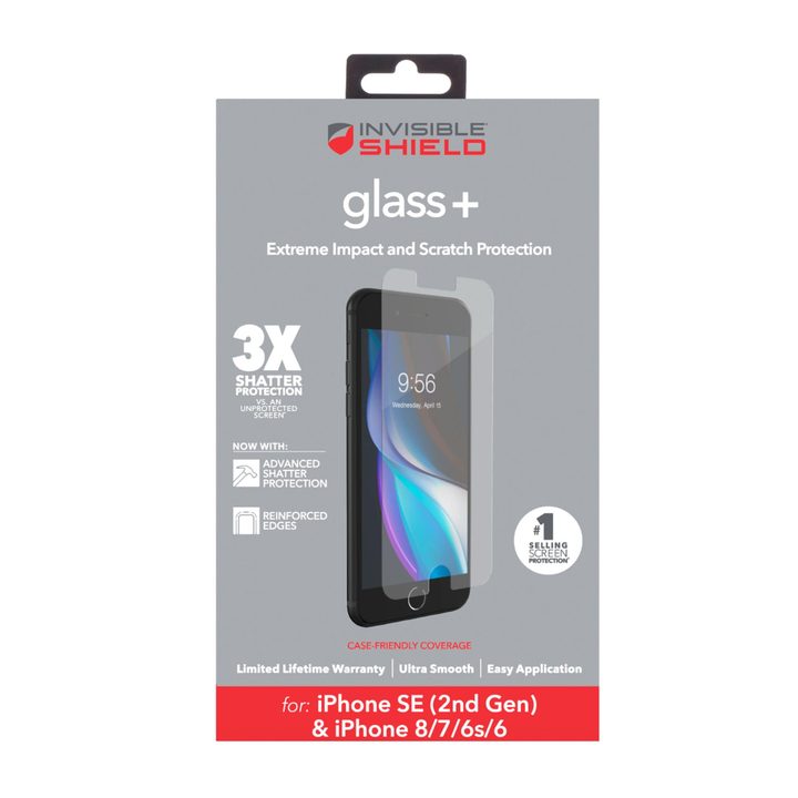 ZAGG InvisibleShield Glass+ Screen Protector for iPhone SE (2020).