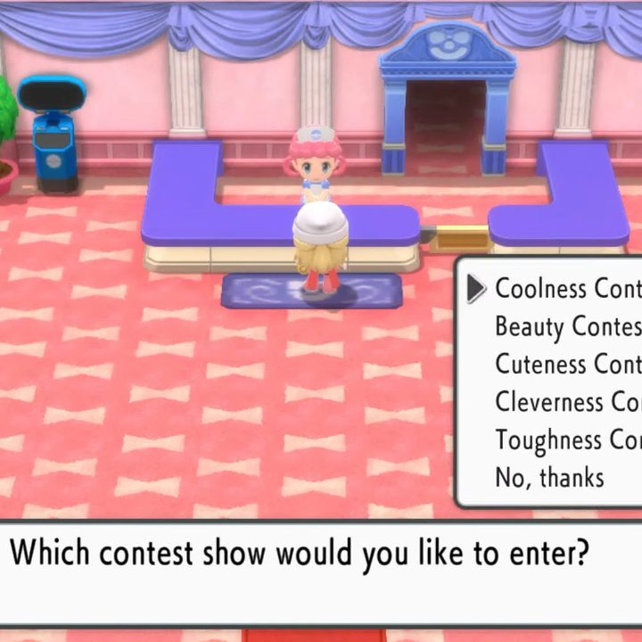 A trainer choosing which contest to enter.