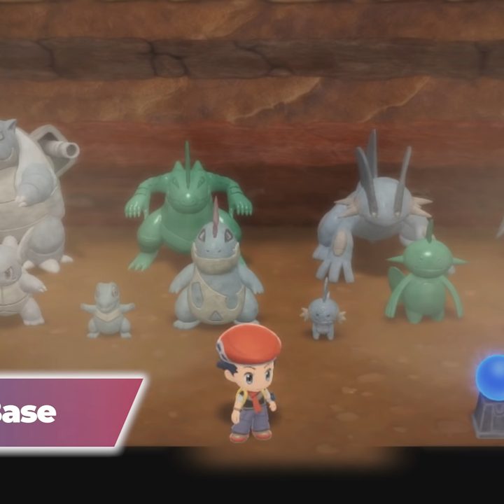 Standing in the secret base full of Pokémon statues.