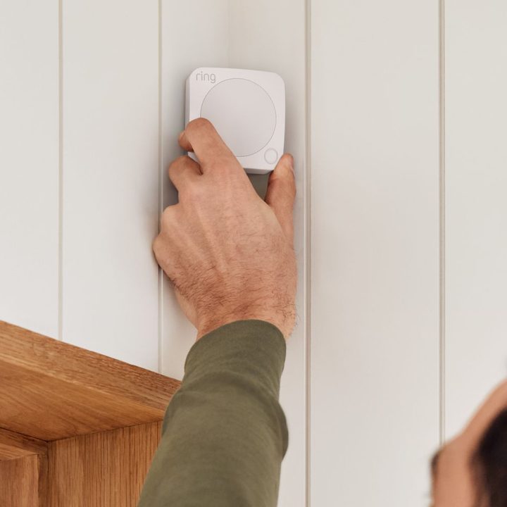 Ring motion sensor placed on wall.