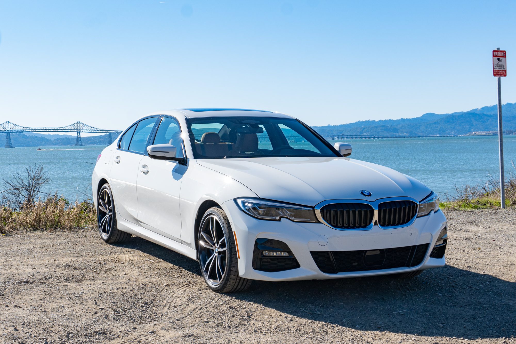 BMW 330e near bay