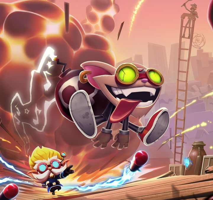 Ziggs blowing up Piltover next to Heimerdinger