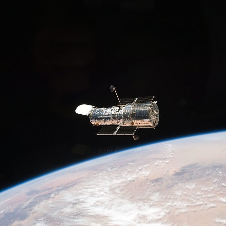 The Hubble Space Telescope in orbit around Earth.