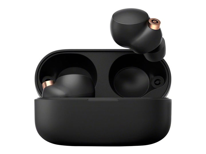 Sony WF-1000XM4 True Wireless In-Ear Headphones in their charging case.