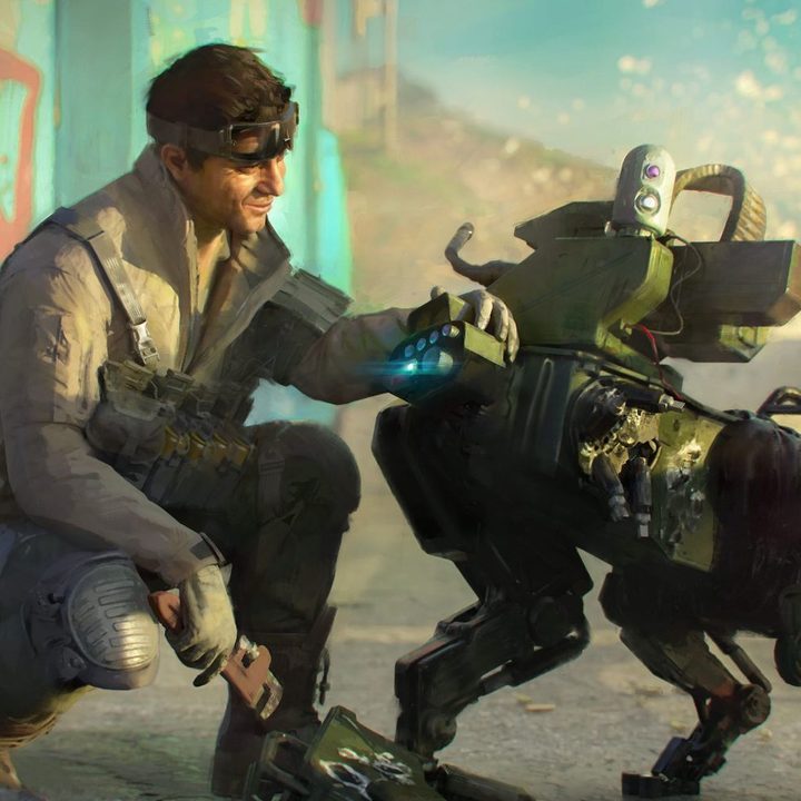 Angel from Battlefield 2042 petting a ranger.