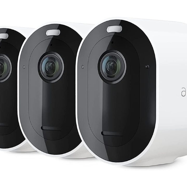 Arlo Pro Spotlight Camera 3-pack on white background.