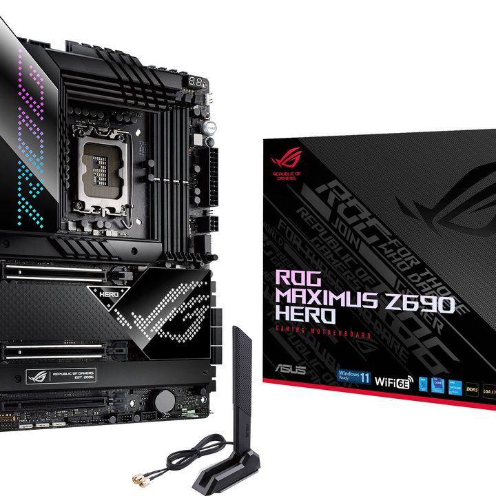 Asus ROG Maximus Z690 Hero motherboard and box.