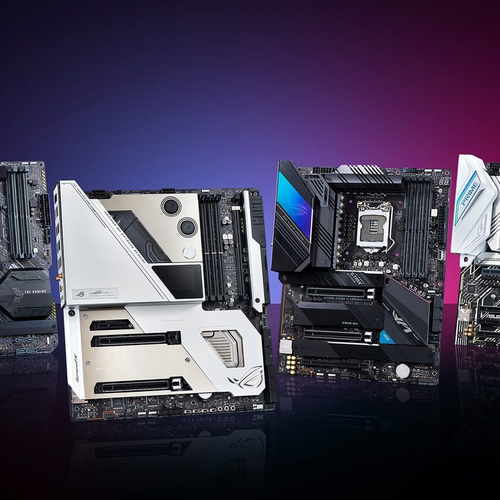 A lineup of Z690 motherboards.