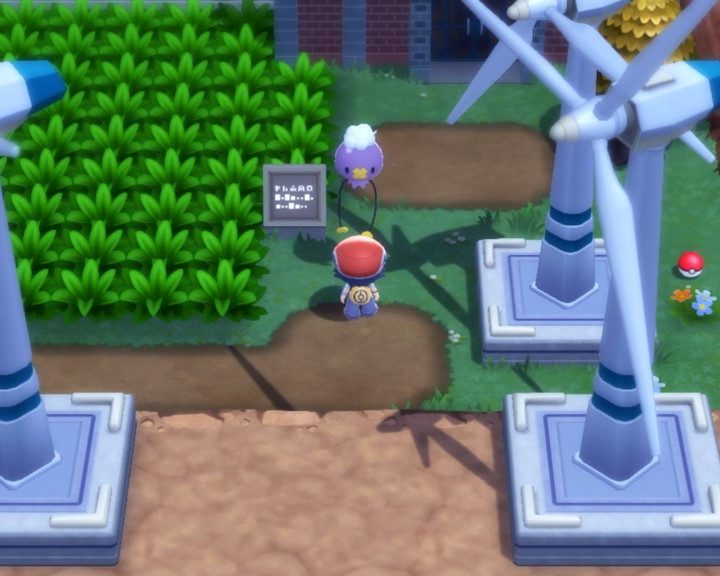 The player character stands next to a Drifloon at the Valley Windworks.