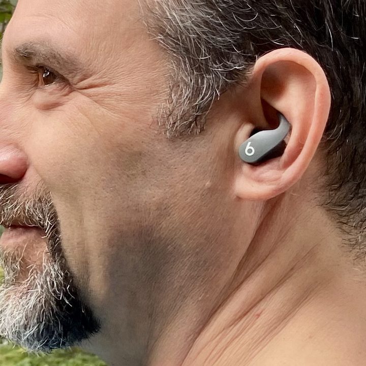 Man wearing Beats Fit Pro.