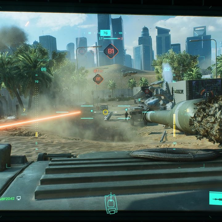 Fighting in a tank in Battlefield 2042.