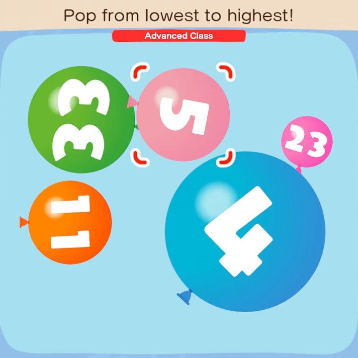 A player pops balloons in Big Brain Academy: Brain vs. Brain.