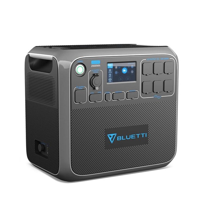Bluetti AC200P Portable Power Station in black power generator replacement.