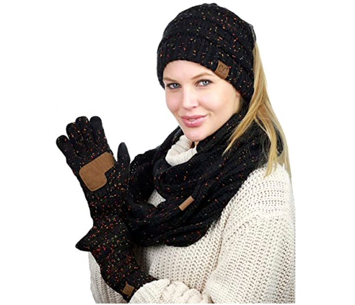 C.C Unisex Cable Knit Winter Warm Anti-Slip Touchscreen Texting Gloves.