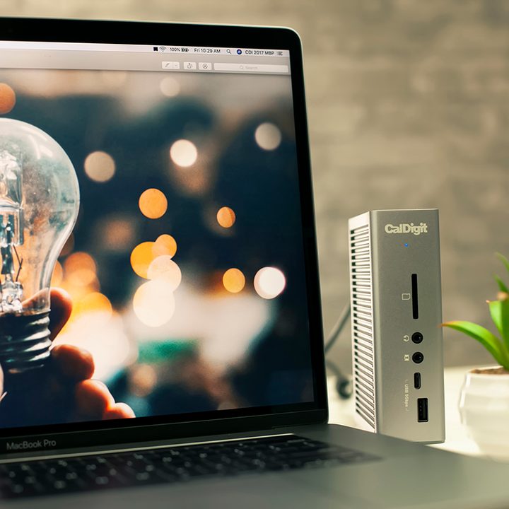 The CalDigit TS3 Plus Thunderbolt 3 dock.