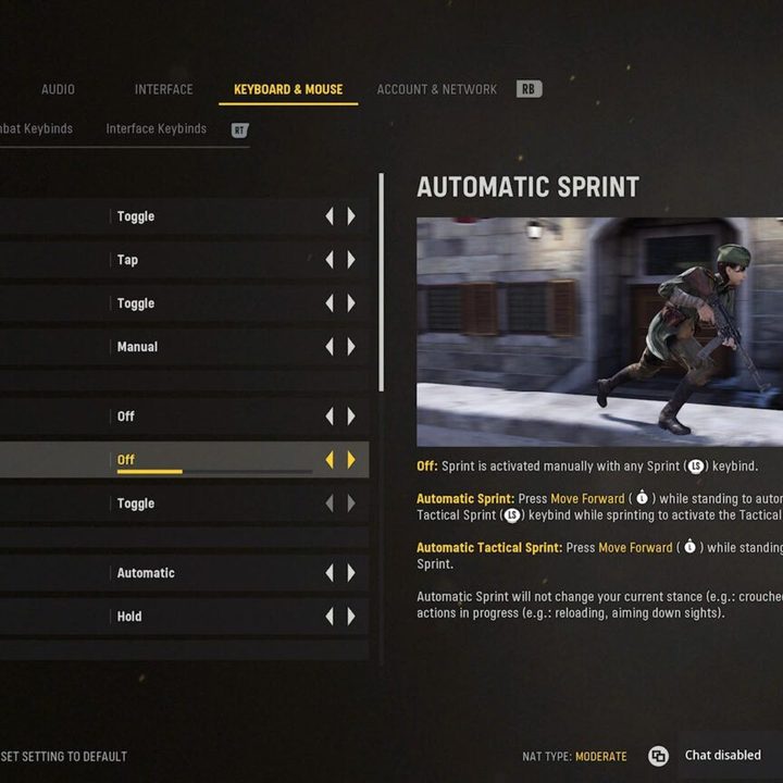 Turning on tactical sprint.