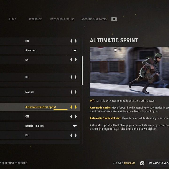Turning on tactical sprint.