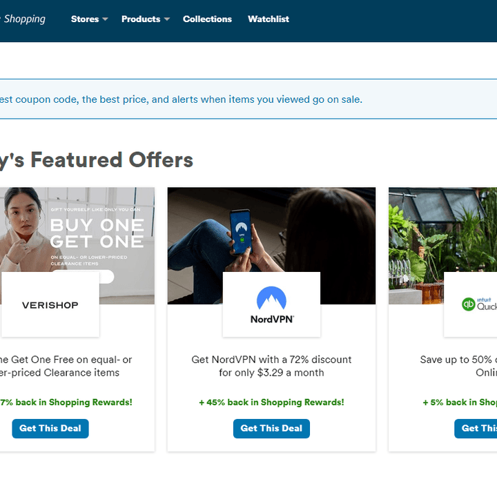 A Capital One Shopping website screenshot showing the day's featured offers.