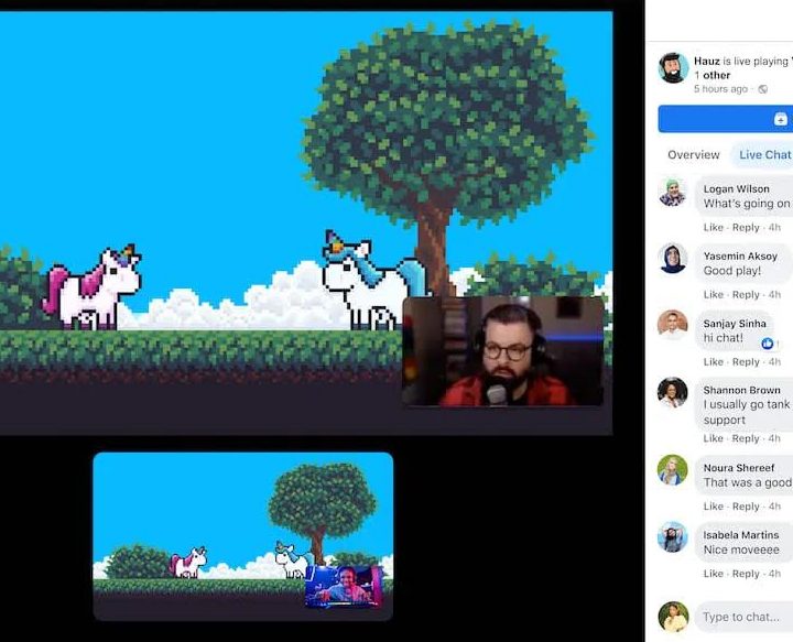 A content creator co-streaming on Facebook Gaming.