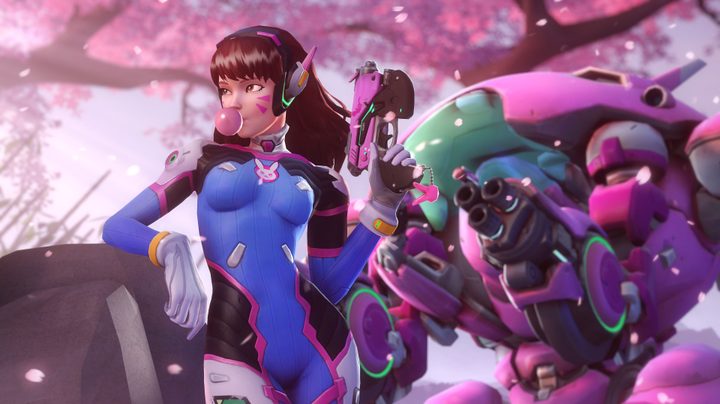 D.Va with cherry blossom background