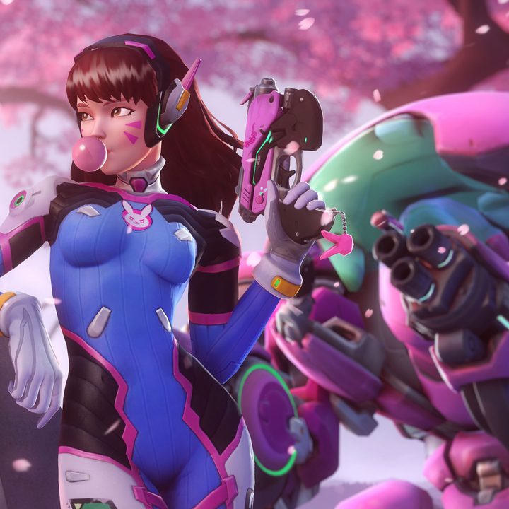 D.Va with cherry blossom background