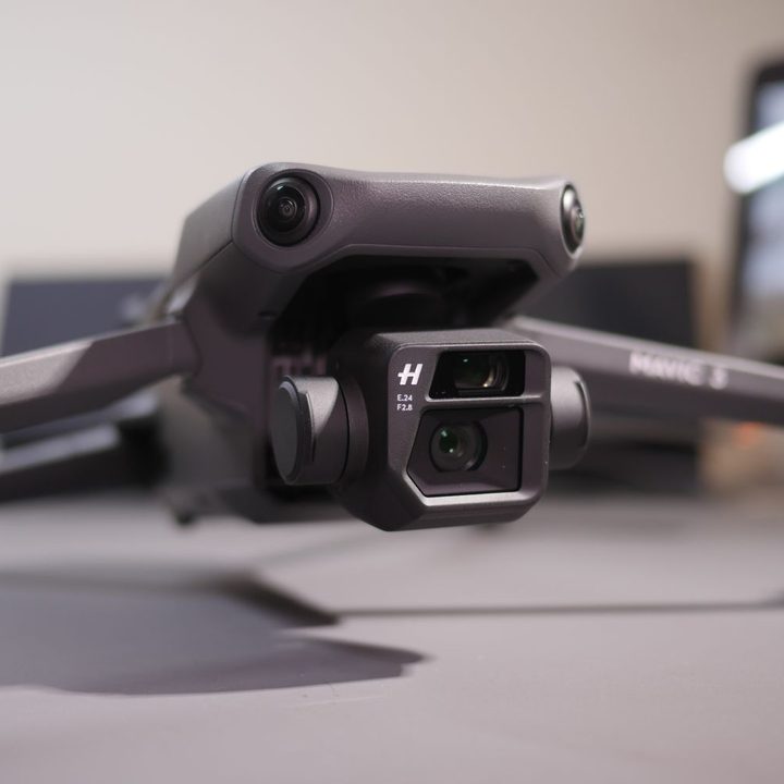 Closeup of camera on the DJI Mavic 3.