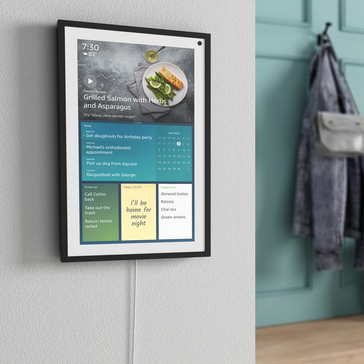 Echo Show 15 vertically on wall.