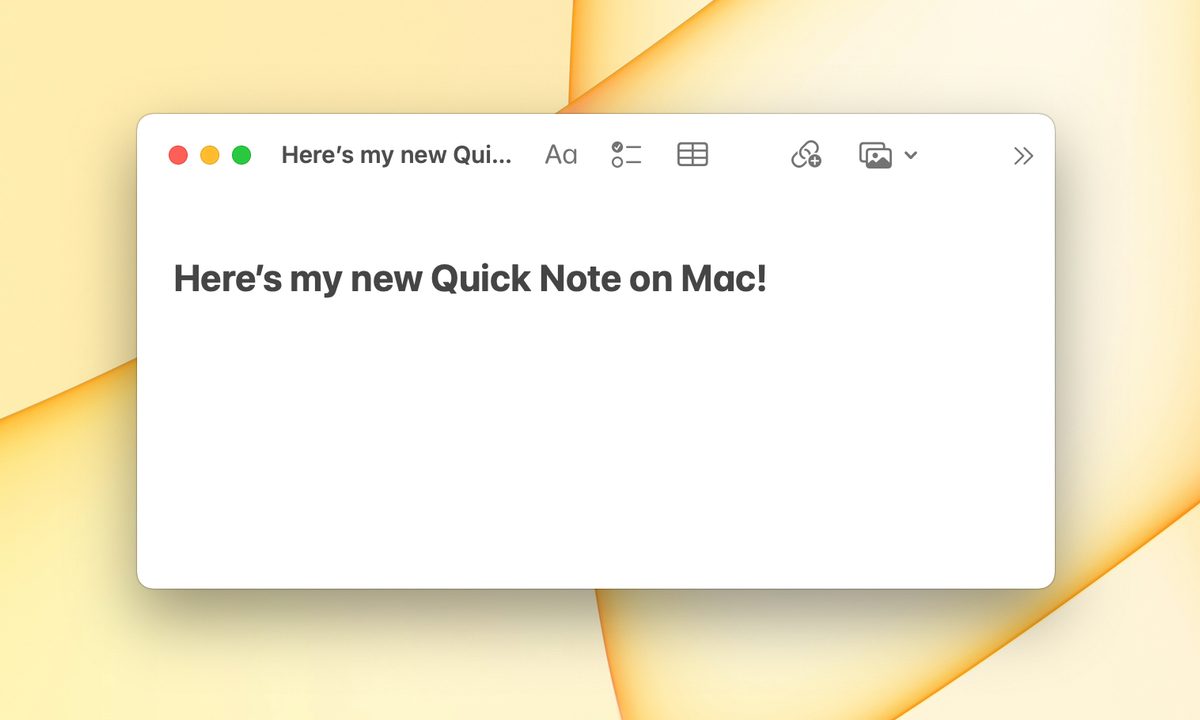 New Quick Note on Mac.