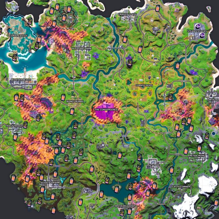 Map of Fireflies in Fortnite.