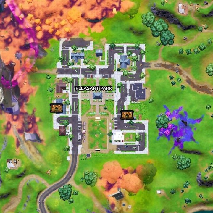 Map of Fortnite fireplace locations.