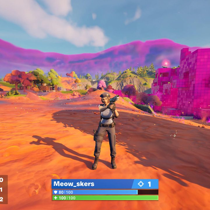 Jill using pistol in Fortnite.