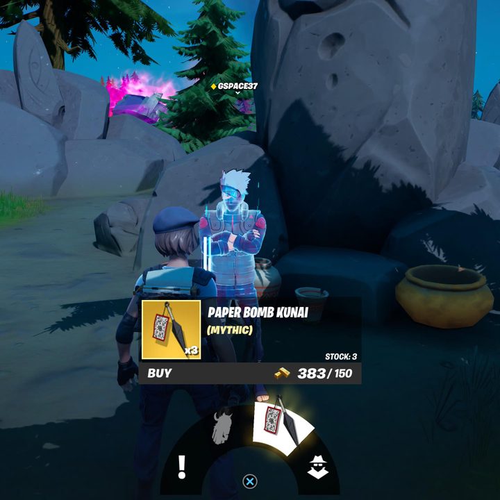 Standing in front of Kakashi in Fortnite.