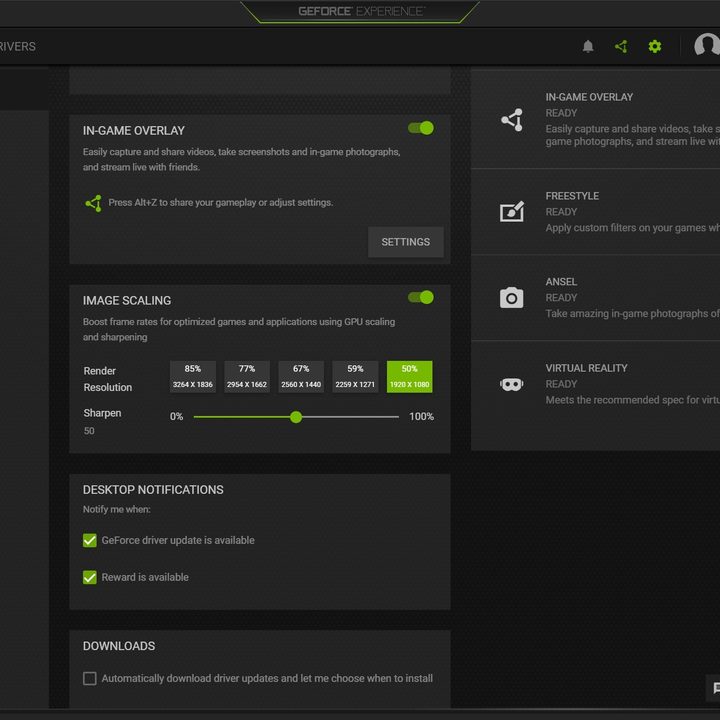 Image Sharpening in GeForce Experience.