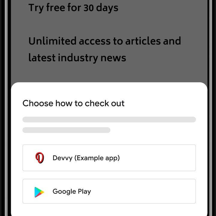 Google shows off its alternate payment option in the Play Store.