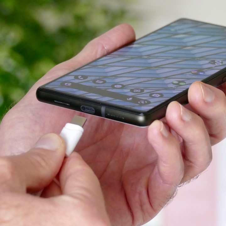 Charging the Pixel 6.