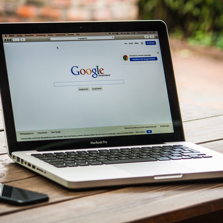 laptop with google search open