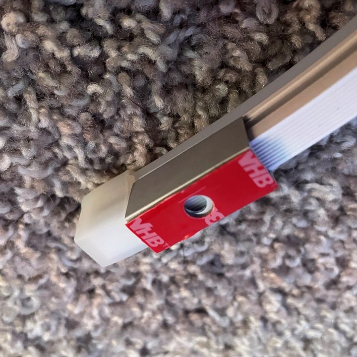 Closeup of adhesive on Govee Neon Rope Light.