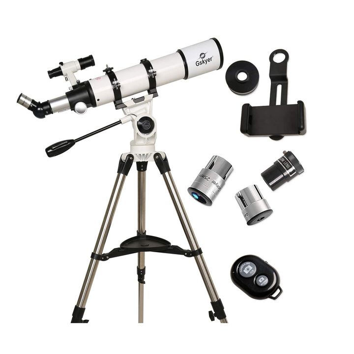 Gskyer 90mm Astronomical Refractor Telescope with accessories all around.