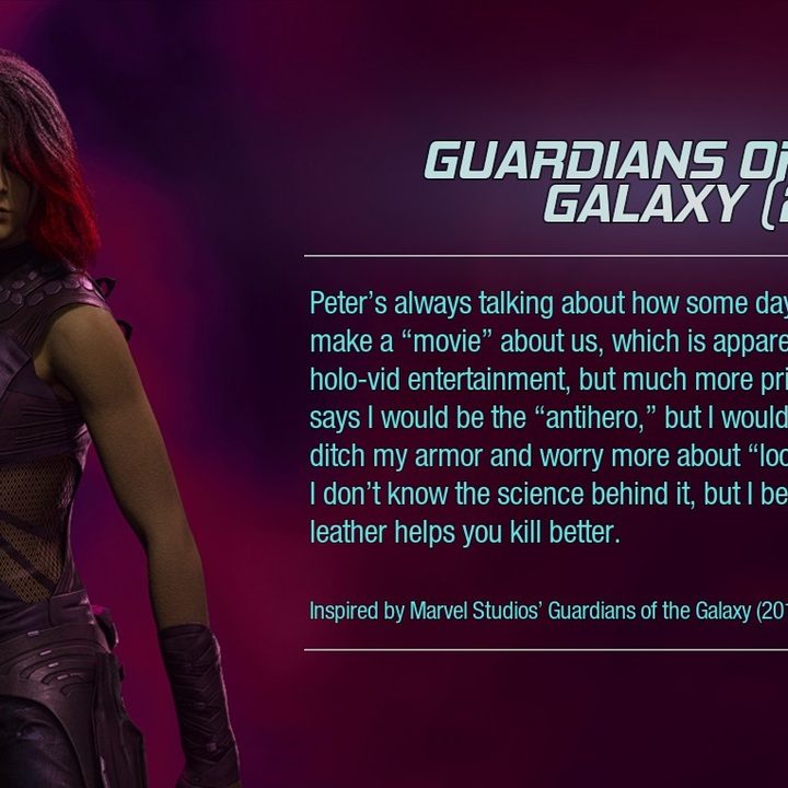 Gamora's 2014 film outfit from Guardians of the Galaxy.