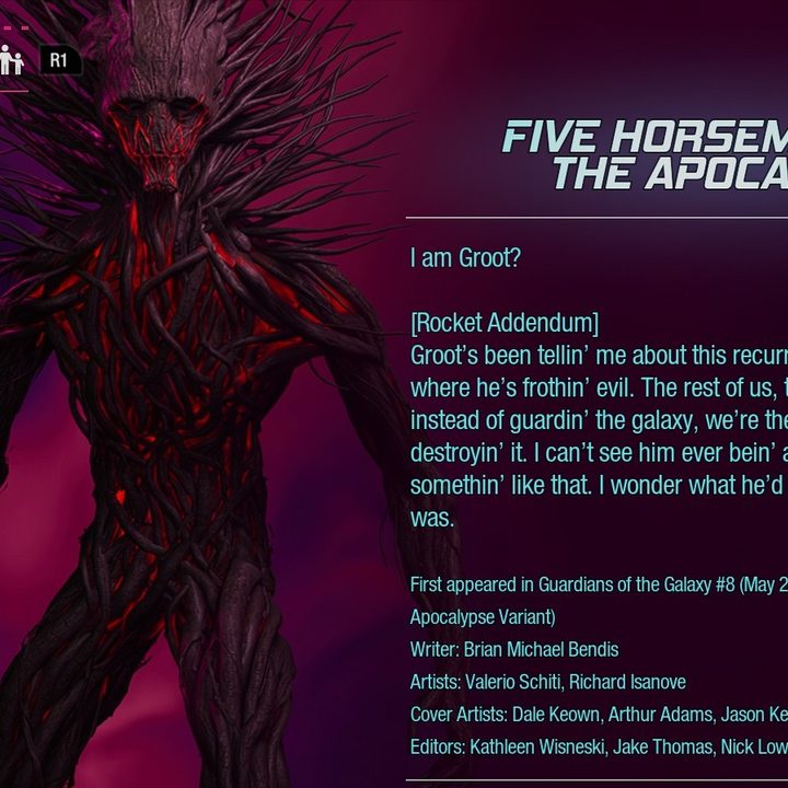 Groot's five horsemen outfit from Guardians of the Galaxy.